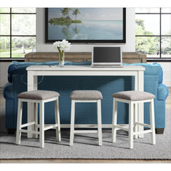Stone White Occasional Bar Table Set (Table + Three Stools) - Ornate Home