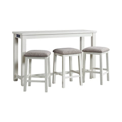 Stone White Occasional Bar Table Set (Table + Three Stools) - Ornate Home