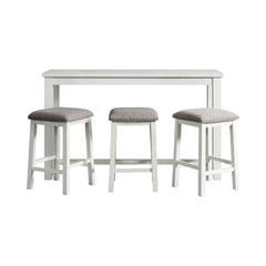 Stone White Occasional Bar Table Set (Table + Three Stools) - Ornate Home
