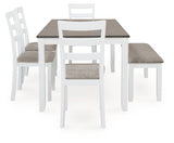 Stonehollow White & Gray Dining Room Set w/ Bench (Set of 6) - Ornate Home
