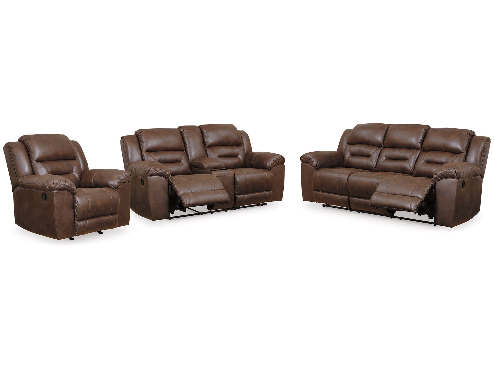 Stoneland Brown Reclining Sofa, Loveseat and Recliner - Ornate Home