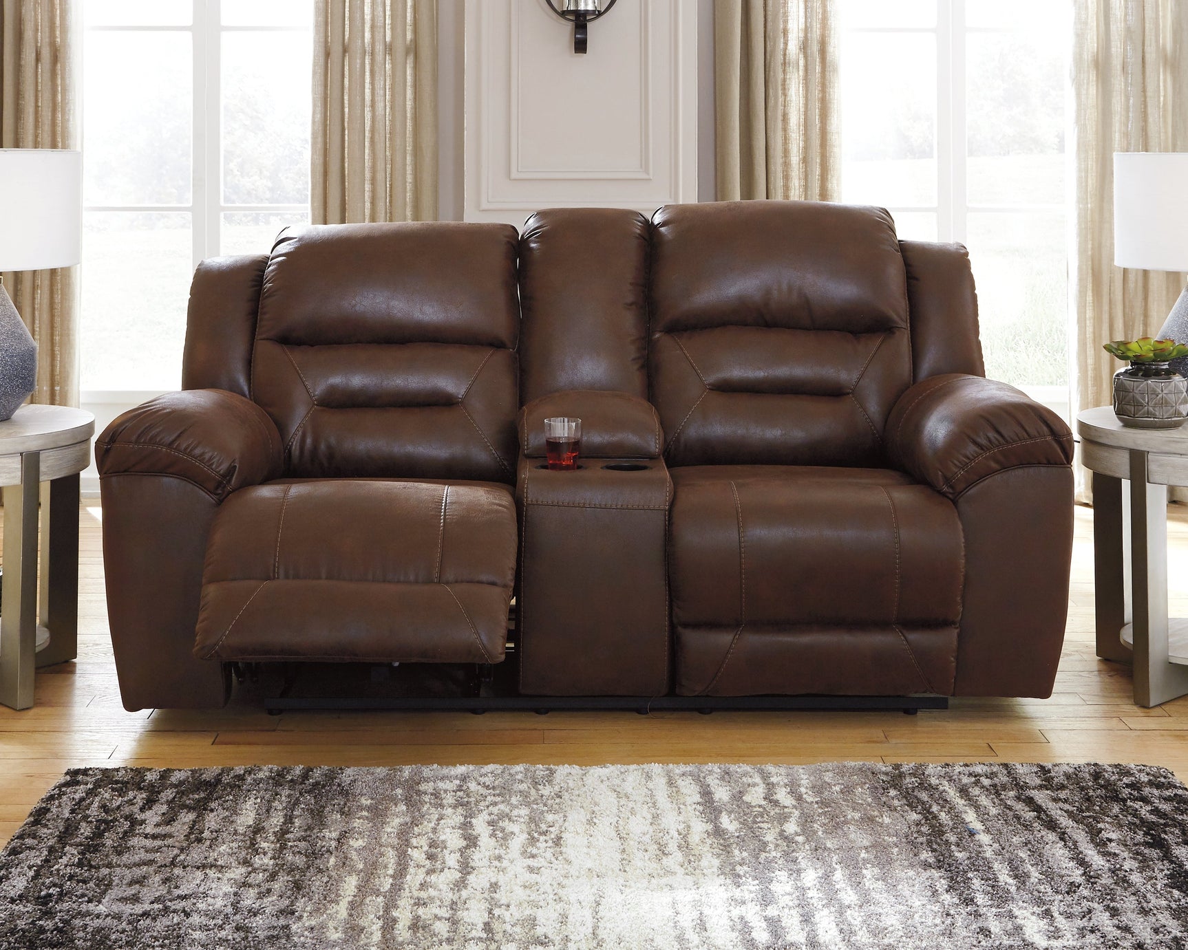 Stoneland Chocolate Power Reclining Loveseat w/ Console (Online Special Price) - Ornate Home