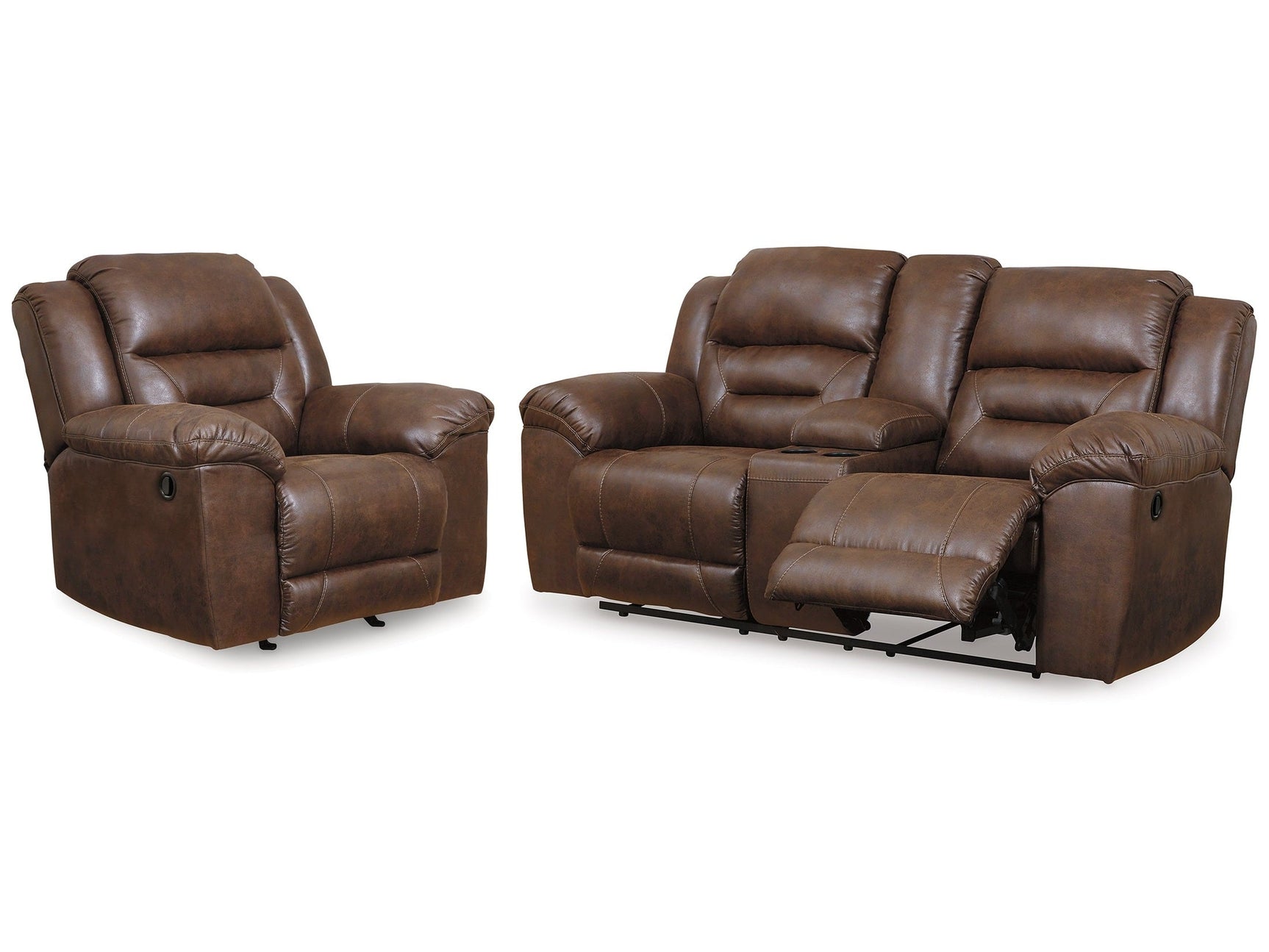 Stoneland Chocolate Reclining Loveseat and Recliner (Online Special Price) - Ornate Home