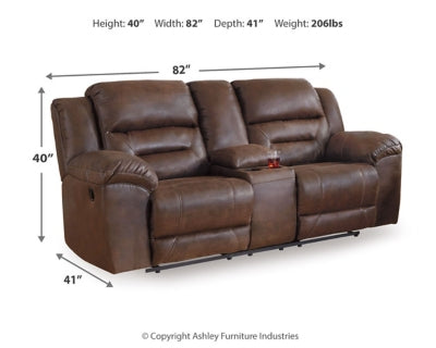 Stoneland Chocolate Reclining Loveseat w/ Console (Online Special Price) - Ornate Home