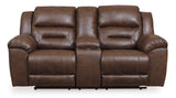Stoneland Chocolate Reclining Loveseat w/ Console (Online Special Price) - Ornate Home