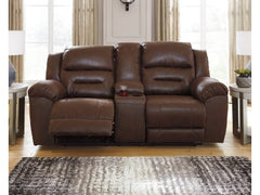 Stoneland Chocolate Reclining Loveseat w/ Console - Ornate Home