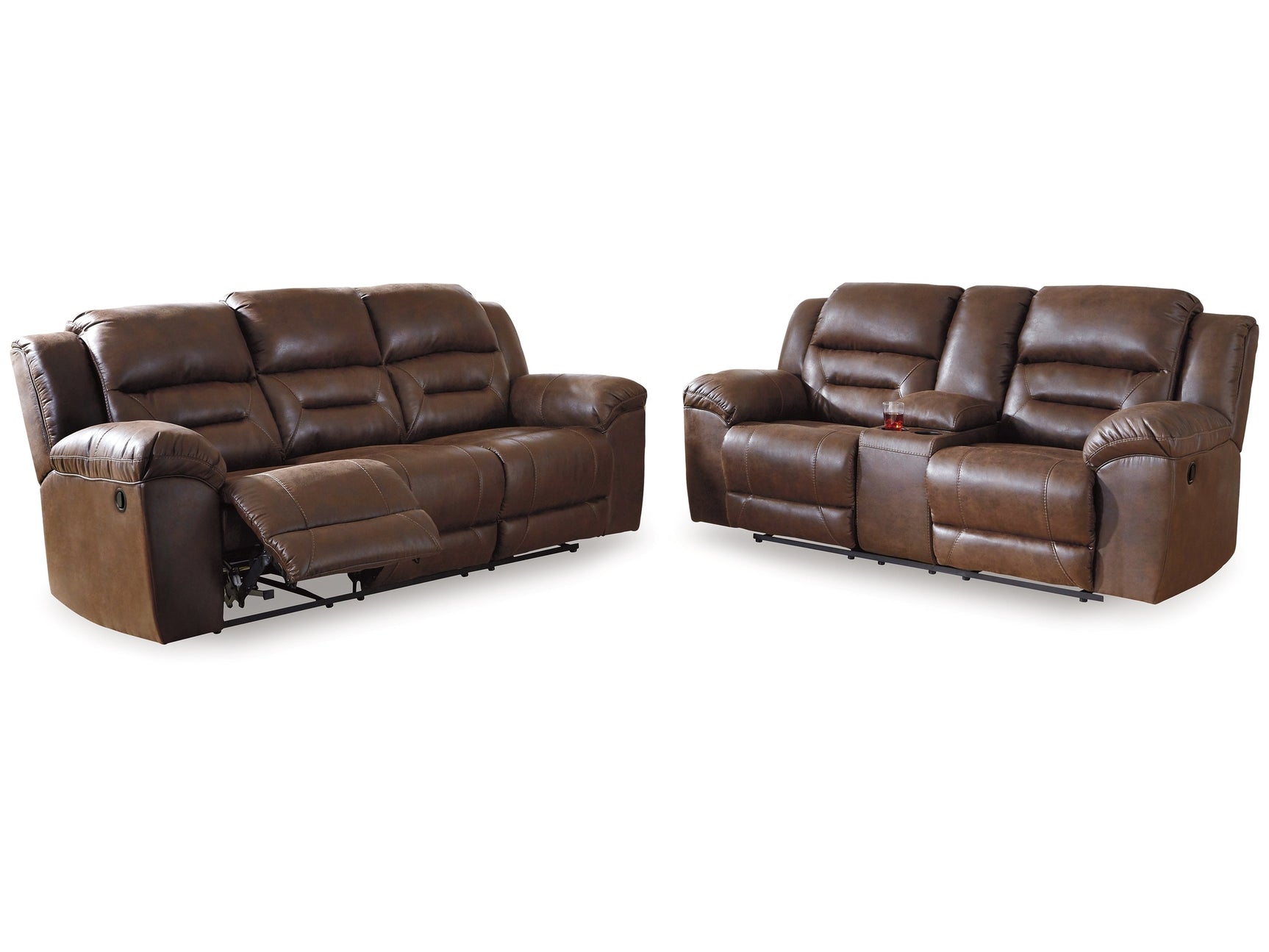 Stoneland Chocolate Reclining Sofa and Loveseat - Ornate Home