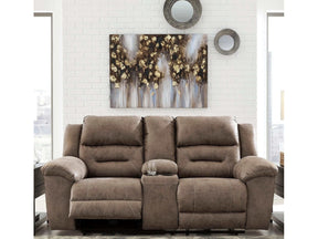 Stoneland Fossil Manual Reclining Loveseat w/ Console (Online Special Price) - Ornate Home