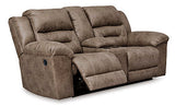 Stoneland Fossil Manual Reclining Loveseat w/ Console (Online Special Price) - Ornate Home
