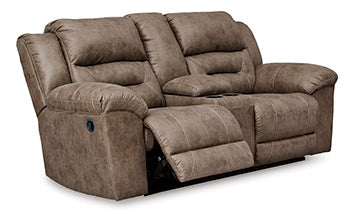 Stoneland Fossil Manual Reclining Loveseat w/ Console (Online Special Price) - Ornate Home