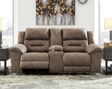 Stoneland Fossil Manual Reclining Loveseat w/ Console (Online Special Price) - Ornate Home