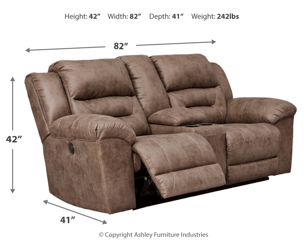 Stoneland Fossil Power Reclining Loveseat with Console (Online Special Price) - Ornate Home