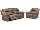 Stoneland Fossil Power Reclining Sofa and Manual Recliner (Online Special Price) - Ornate Home