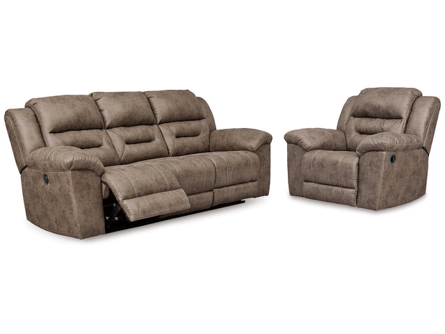 Stoneland Fossil Power Reclining Sofa and Manual Recliner (Online Special Price) - Ornate Home