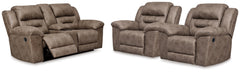 Stoneland Fossil Reclining Loveseat and 2 Recliners - Ornate Home