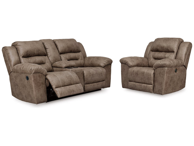 Stoneland Fossil Reclining Loveseat and Power Recliner (Online Special Price) - Ornate Home