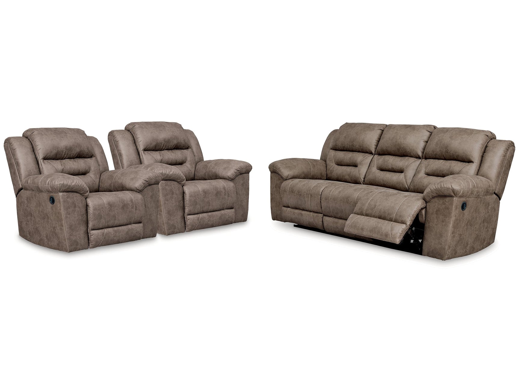 Stoneland Fossil Reclining Sofa & 2 Recliners (Online Special Price) - Ornate Home