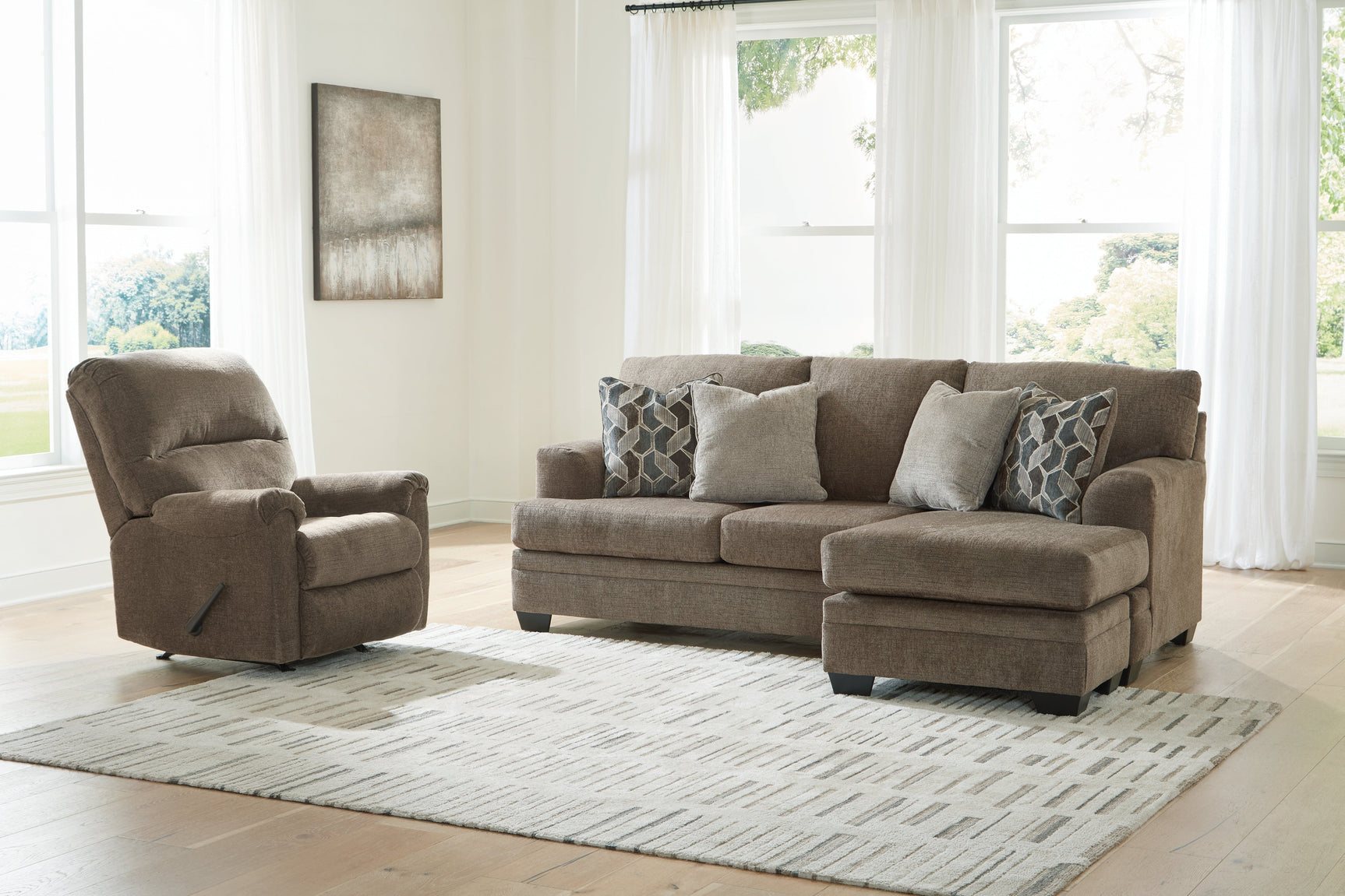 Stonemeade Nutmeg Sofa Chaise & Recliner (Online Special Price) - Ornate Home
