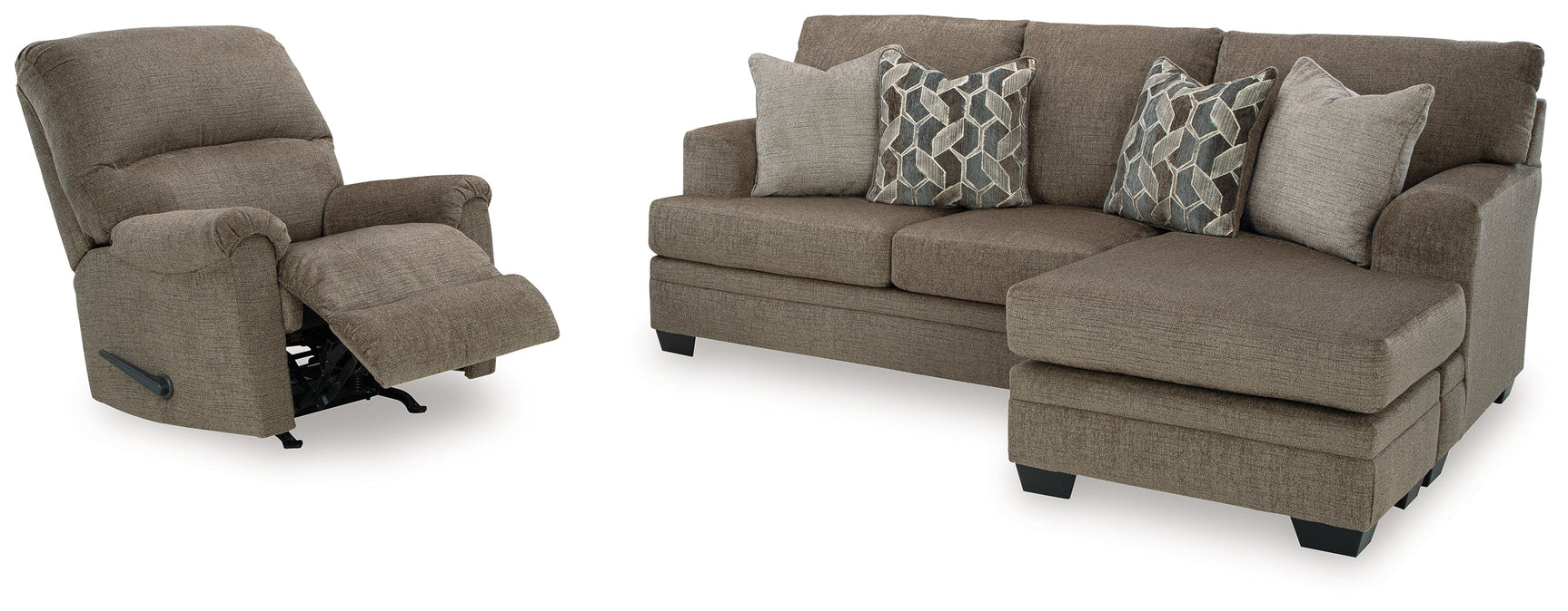 Stonemeade Nutmeg Sofa Chaise & Recliner (Online Special Price) - Ornate Home