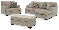Stonemeade Taupe Sofa Chaise, Oversized Chair, and Ottoman - Ornate Home