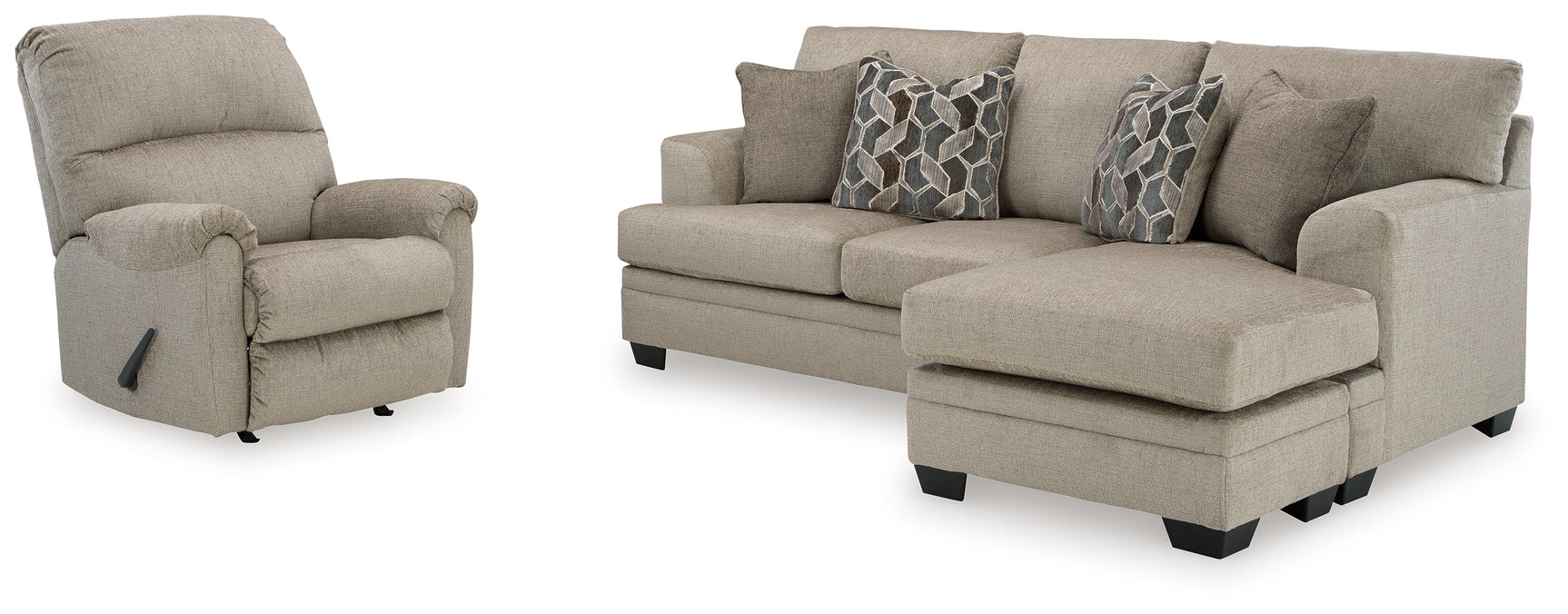 Stonemeade Taupe Sofa Chaise & Recliner (Online Special Price) - Ornate Home