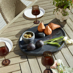 Stoneveil Gray Indoor-Outdoor Stone Tray - Ornate Home