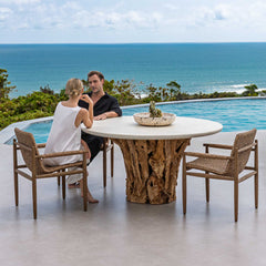 Stonewood White/Woodtone Indoor-Outdoor Dining Table - Ornate Home