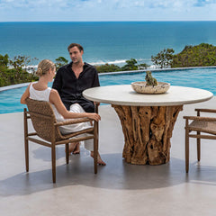 Stonewood White/Woodtone Indoor-Outdoor Dining Table - Ornate Home