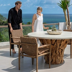 Stonewood White/Woodtone Indoor-Outdoor Dining Table - Ornate Home