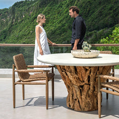 Stonewood White/Woodtone Indoor-Outdoor Dining Table - Ornate Home