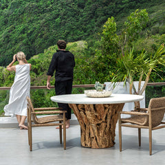 Stonewood White/Woodtone Indoor-Outdoor Dining Table - Ornate Home