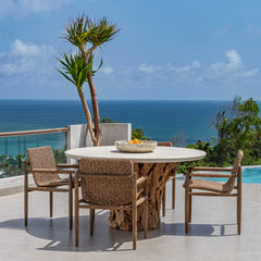 Stonewood White/Woodtone Indoor-Outdoor Dining Table - Ornate Home
