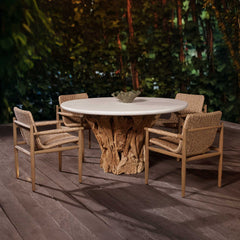 Stonewood White/Woodtone Indoor-Outdoor Dining Table - Ornate Home