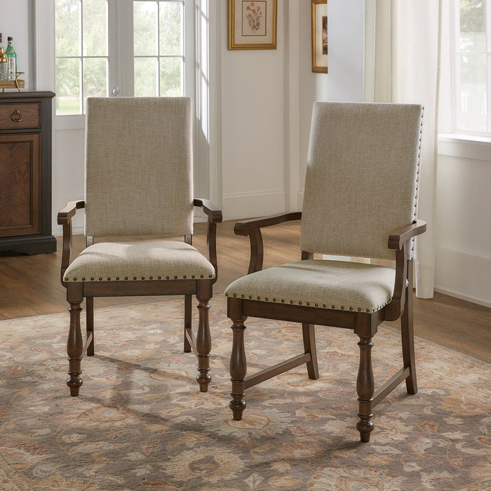 Stonington Brown/Beige Arm Chair (Set of 2) - Ornate Home