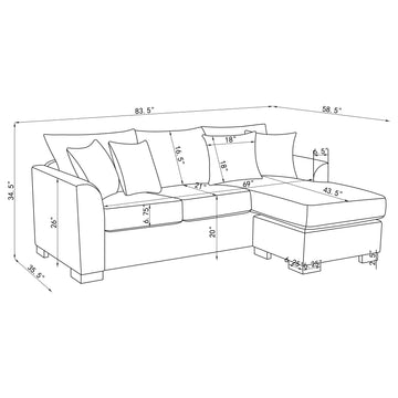 Storey Dark Grey Sleeper Sectional Chaise Sofa - Ornate Home