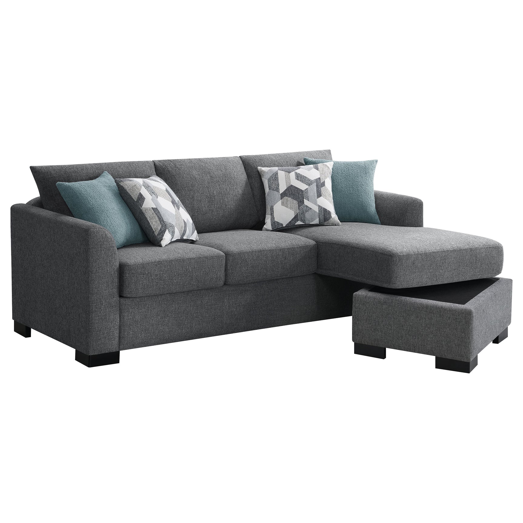 Storey Grey Sleeper Sectional Chaise Sofa - Ornate Home