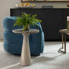 Stour Brown/White Marble Accent Table - Ornate Home