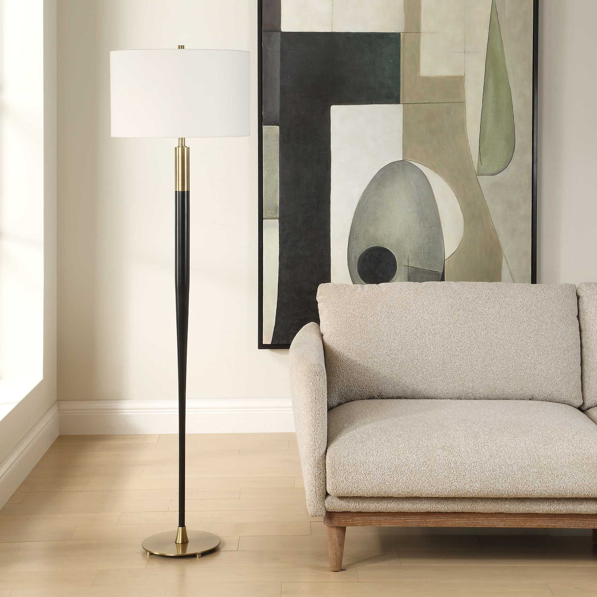 Stowe Satin Black Floor Lamp - Ornate Home