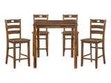Stowe Walnut 5-Piece Pack Counter Height Set - Ornate Home