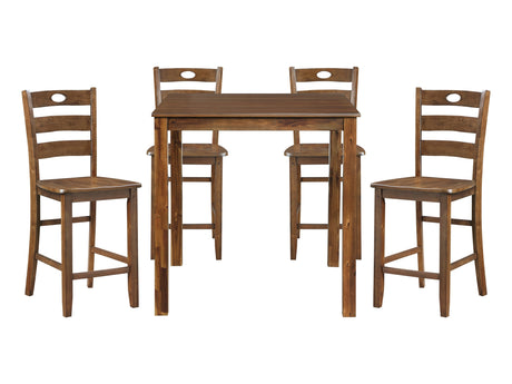 Stowe Walnut 5-Piece Pack Counter Height Set - Ornate Home