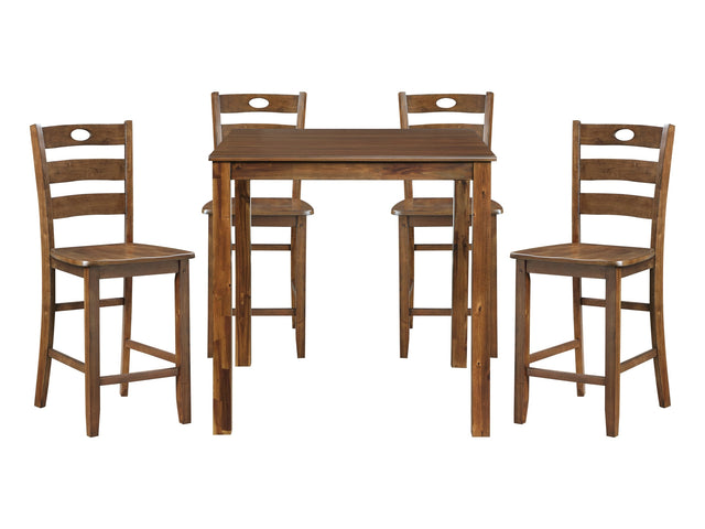 Stowe Walnut 5-Piece Pack Counter Height Set - Ornate Home