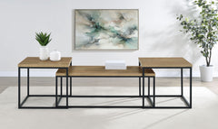 Straden Mango/Black 3-piece Engineered Wood Coffee Table Set - Ornate Home