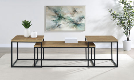 Straden Mango/Black 3-piece Engineered Wood Coffee Table Set - Ornate Home
