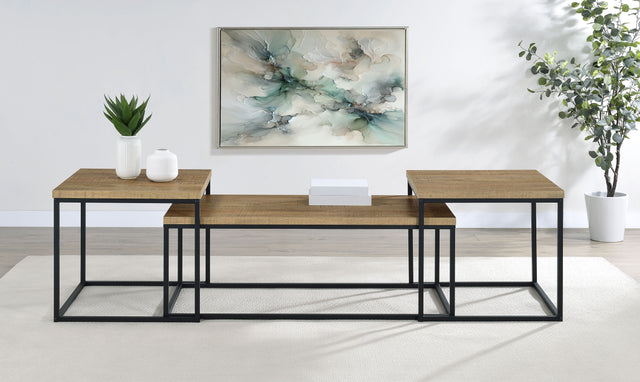 Straden Mango/Black 3-piece Engineered Wood Coffee Table Set - Ornate Home