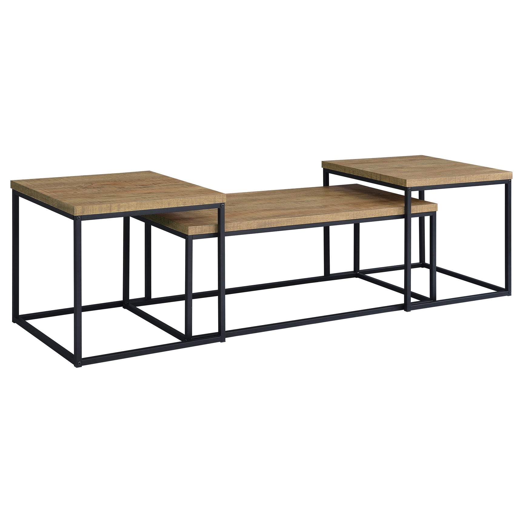 Straden Mango/Black 3-piece Engineered Wood Coffee Table Set - Ornate Home