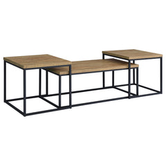 Straden Mango/Black 3-piece Engineered Wood Coffee Table Set - Ornate Home