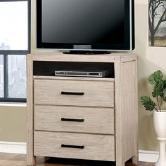 Strasburg Wire-Brushed White Media Chest - Ornate Home