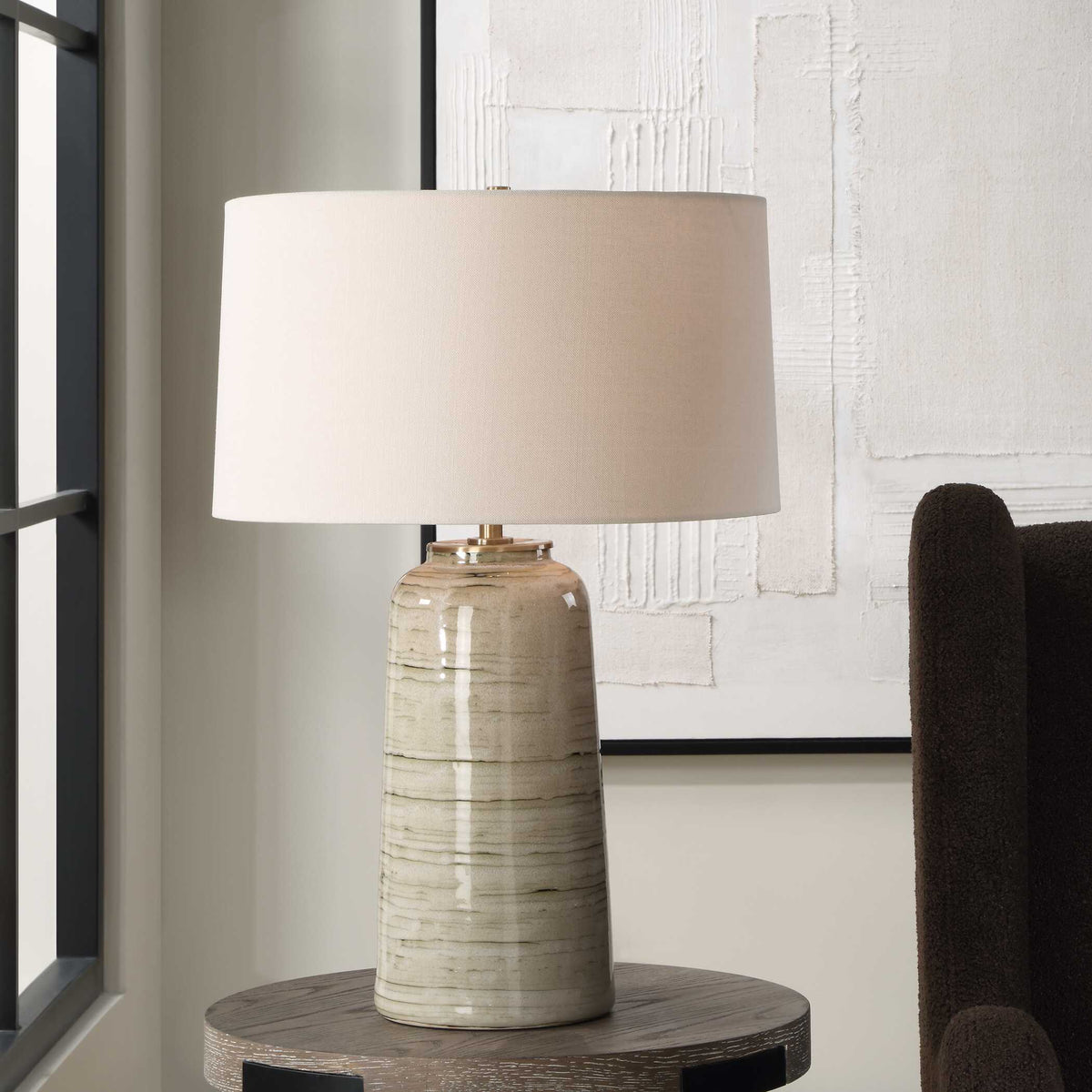Strata Tan Glaze Table Lamp - Ornate Home
