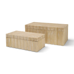 Strata Whitewash Fluted Wood Decorative Box Set