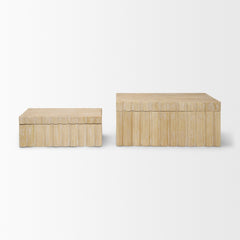 Strata Whitewash Fluted Wood Decorative Box Set